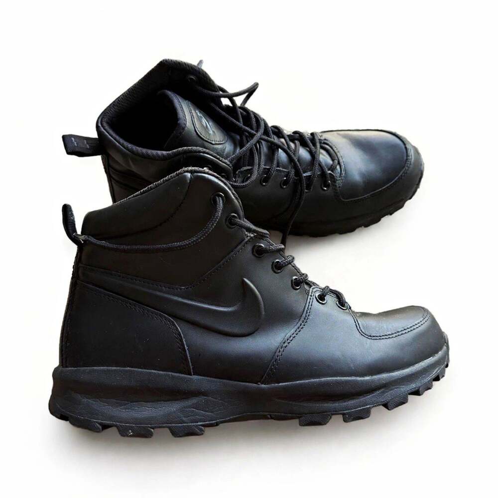 Nike Manoa Black Leather Lace-Up Ankle Boots Men's US 10.5 EU 44.5 454350